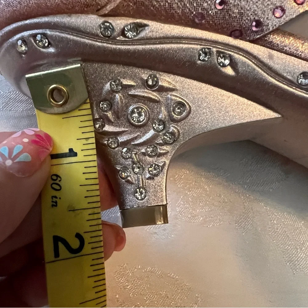 Girls Dress Shoes Low Heel Rhinestone Dance Wedding Pink Rose Gold Size 6 Girls
